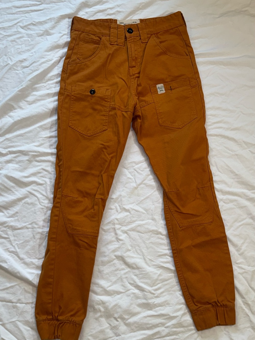 Belfield modern mustard orange utility cargo pants in a size 28W.
